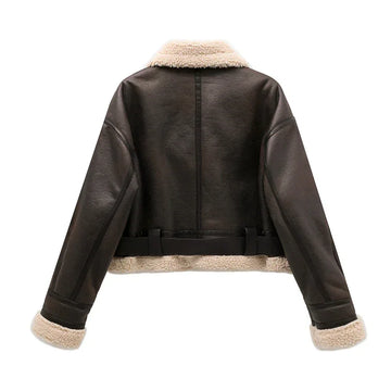 Vintage Faux Shearling Coat Thick & Warm