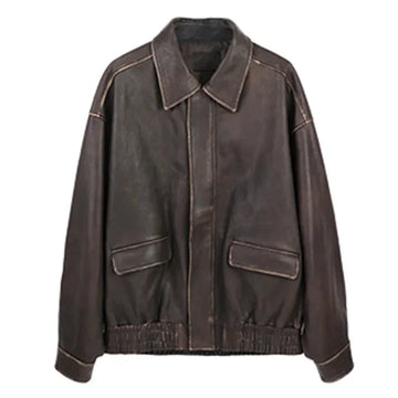 Distressed Faux Leather Jacket Vintage
