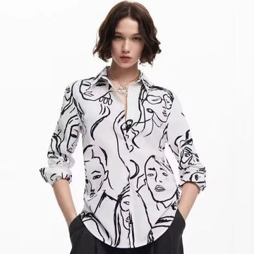 Face Art Shirt Long Sleeve Spanish Blouse
