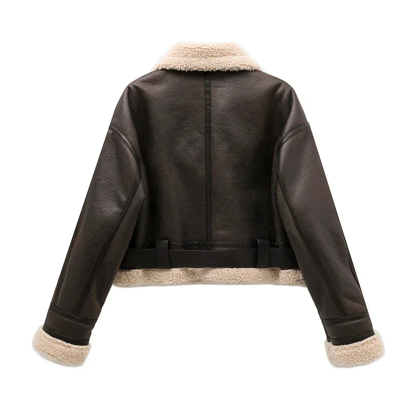 Vintage Faux Shearling Coat Thick & Warm