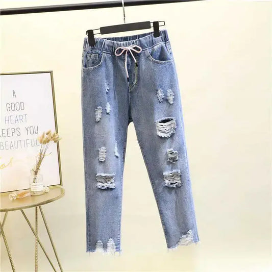 Women's Summer Harem Jeans High Waist & Lightweight