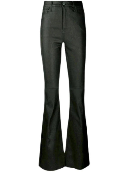 Women's Stretch Leather Trousers Mid Waist & Flared
