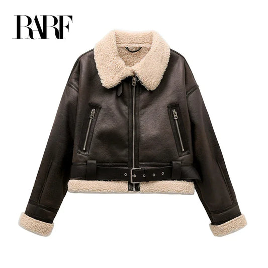 Vintage Faux Shearling Coat Thick & Warm
