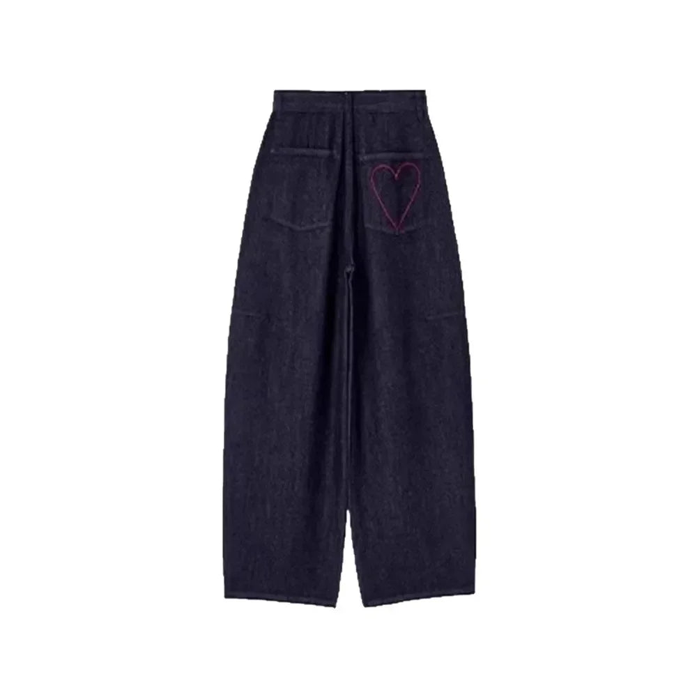 Plus Size Embroidered Denim High Waist & Wide Leg