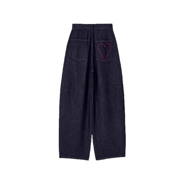 Plus Size Embroidered Denim High Waist & Wide Leg